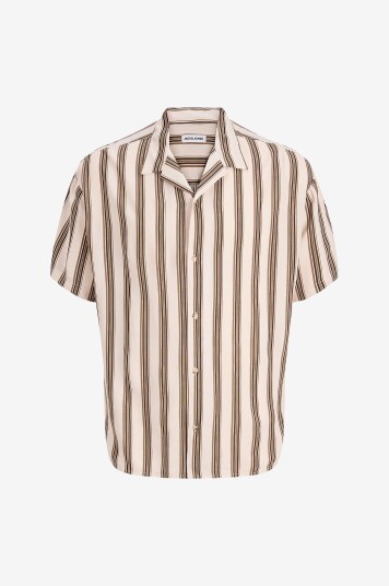 Jack & Jones   Resort skjorte jjeJeff Resort Stripe Shirt S/S SN   Beige