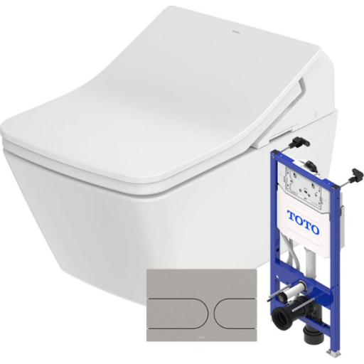 Toto Washlet SW Dusjtoalettpakke, Rengjøringsvennlig, Hvit/børstet Rustfritt Stål