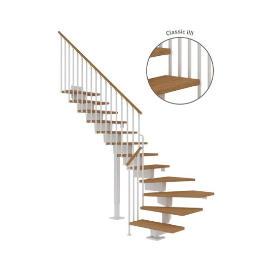 Dolle Dubai L trapp I Hvit classic Iiii oljeret Eik 80 14   Loddret Høyde 255 315cm