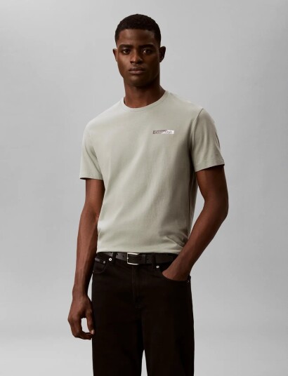 Calvin Klein Ss 30S Eu Spw Split Stndrd Graph   Khaki green   S