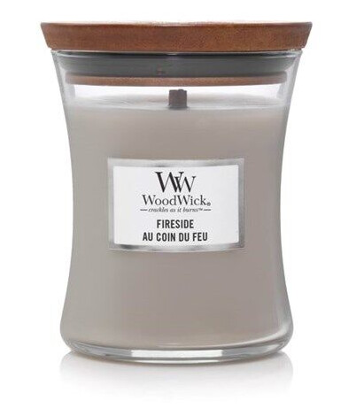 WoodWick Scented candle with wooden lid - Fireside