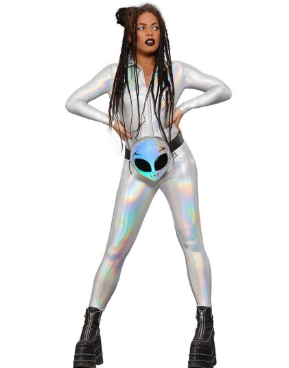 Mirror Holografisk Catsuit Damekostyme Small