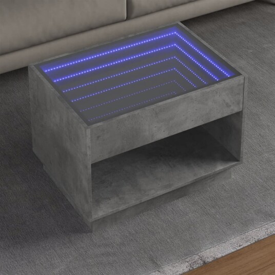  Salongbord med Infinity LED betonggrå 70x50x50 cm 847661