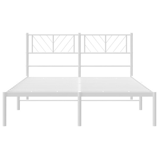 vidaXL Sengeramme i metall med hodegavl hvit 140x200 cm 8721012190085
