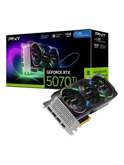 PNY GeForce RTX 5070 Ti Epic X 16GB GDDR7 Grafikkort med ARGB og Triple Fan