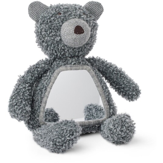 Smallstuff Grå Aktivitetsbamse Med Speil Ull Bouclé Smallstuff Grå Aktivitetsbamse Med Speil Ull Bouclé