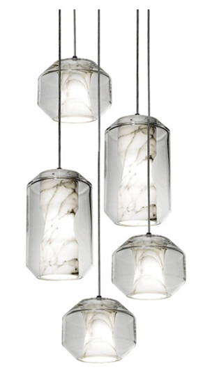 Lee Broom Chamber Light Taklampe 5 Stk Carrara Marble/Krystall Lee Broom Chamber Light Taklampe 5 Stk Carrara Marble/Krystall