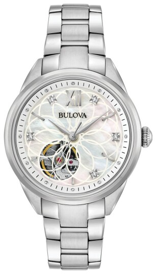 Bulova Dameklokke 96P181 Hvit/Stål Ø35 mm