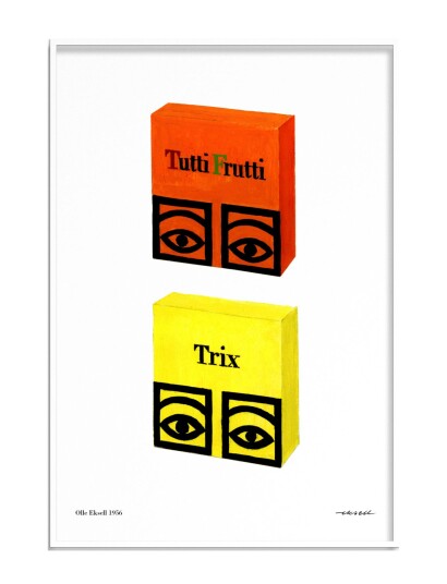 Olle Eksell Ögon  - 1956 - Tutti Frutti And Trix - Multi/patterned - 50X70CM
