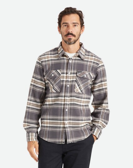 Brixton Bowery Stretch L/S X Flannel Grå