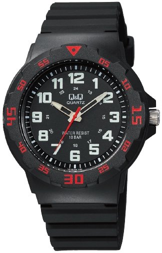 Q&Q Herreklokke VR18J006Y Classic Sort/Gummi Ø43 mm