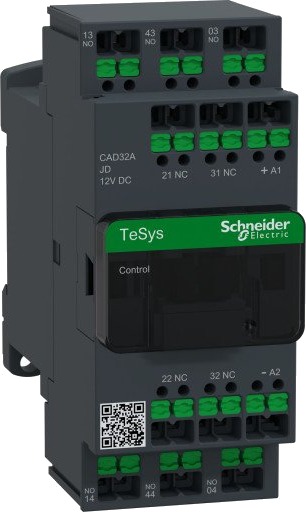 Schneider Electric Kontrollrelé Deca 3NO 2NC 3P 12V DC Snap-in, CAD32AJD