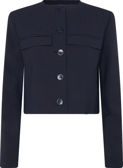 Mango Straight Jacket With Flap Pockets NAVY M