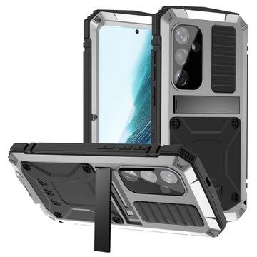 R Just Samsung Galaxy S25+  Premium deksel med kickstand og skjermbeskytter i herdet glass   Sølv