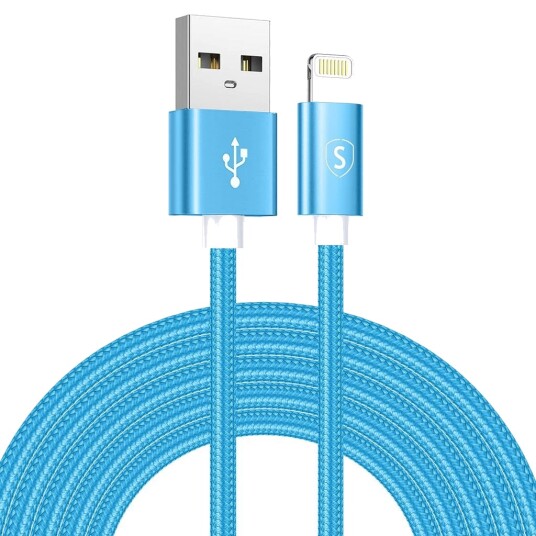 SiGN USB til Lightning-kabel 2.4A, 3m, Nylon - Blå