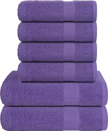 vidaXL 6 delers håndklesett FROGN lilla 360 gsm