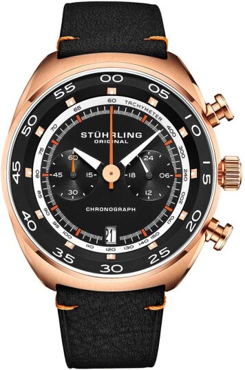 Stührling Original Herreklokke 1000.03 Monaco Sort/Lær Ø44 mm