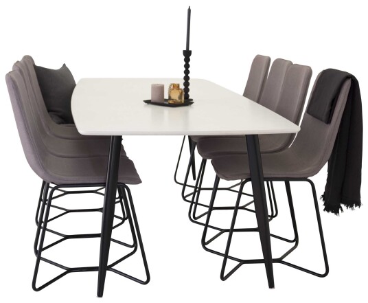 Venture Design Polar & X chair spisegruppe Hvit/svart 8 st stoler & bord 240 x 100 cm