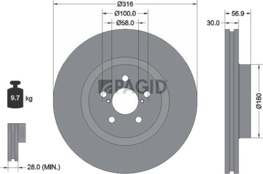 PAGID 55365NC Bremseskive PAGID 55365NC Bremseskive