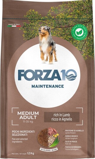 Forza10 Maintenance Dog Tørrfôr Forza10 Maintenance Medium Og Ris Lam 12 kg
