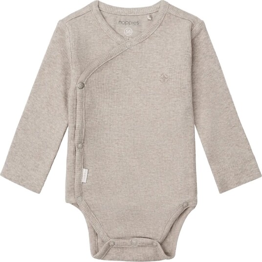 Noppies U Romper Rib Nino Ls P757 TAUPE MELANGE 56 Noppies U Romper Rib Nino Ls P757 TAUPE MELANGE 56
