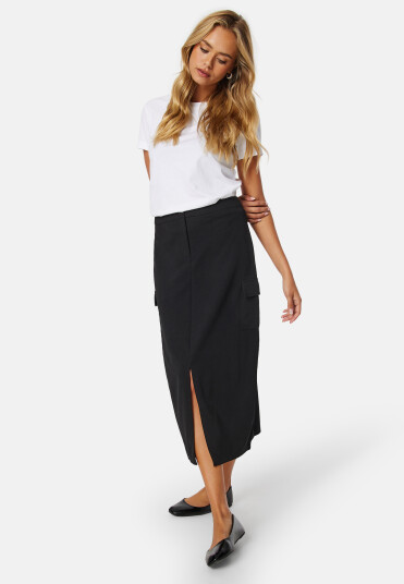 Pieces Avelyn HW Midi Skirt Black M
