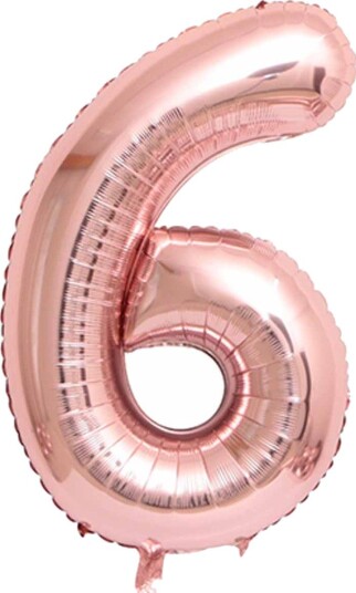 Stor siffer ballong i rosegull for bursdagsfest 102cm 6