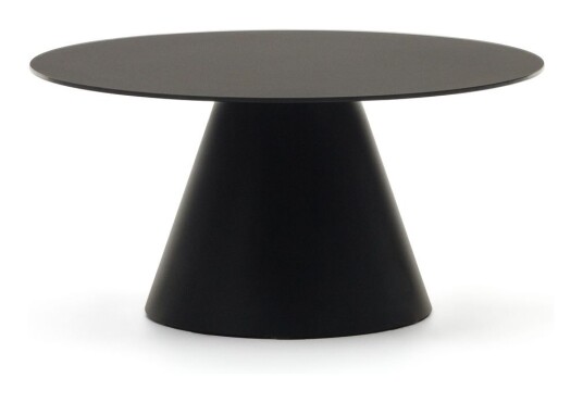 Kave Home Wilshire Sidebord, Herdet glass, Matt svart, Ø80 Unoliving