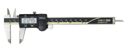 Mitutoyo Absolute Aos Digimatic Skjutmått 500-174-30 0-6in, 0,0005in Hårdmetallbel. Utv. Skänklar, Flat Sticka, Friktionsrulle, Datautgång