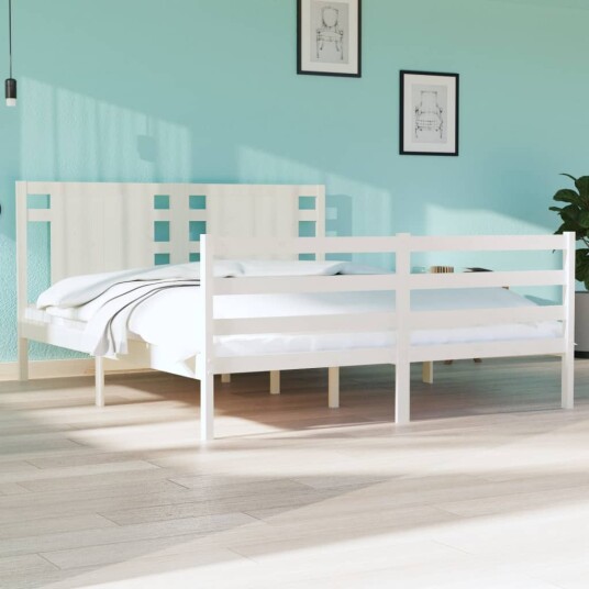 vidaXL Sengeramme hvit heltre furu 150x200 cm 5FT King Size