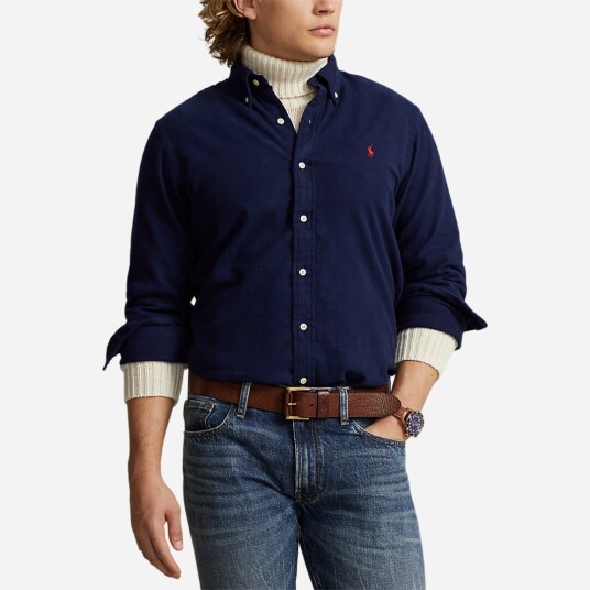 Polo Ralph Lauren Custom Fit Brushed Flannel Shirt Newport Navy Polo Ralph Lauren Custom Fit Brushed Flannel Shirt Newport Navy