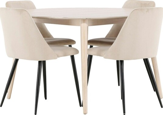 Spisegruppe Venture Home Flora Ø120 cm med 4st Night Spisestoler