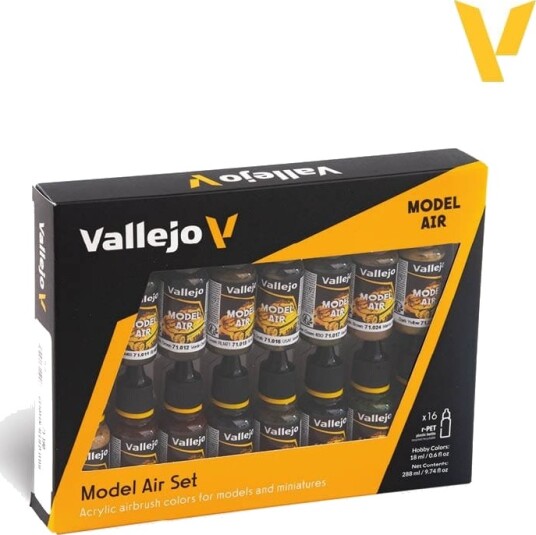 Vallejo 71.190 17 Ml Svart Brun Grønn Grå Oliven Rød Umbra Hvit Gult Matte Flaske