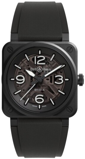 Bell & Ross Herreklokke BR03A BL SKCE/SRB BR 03 Gummi Ø41 mm Bell & Ross Herreklokke BR03A BL SKCE/SRB BR 03 Gummi Ø41 mm