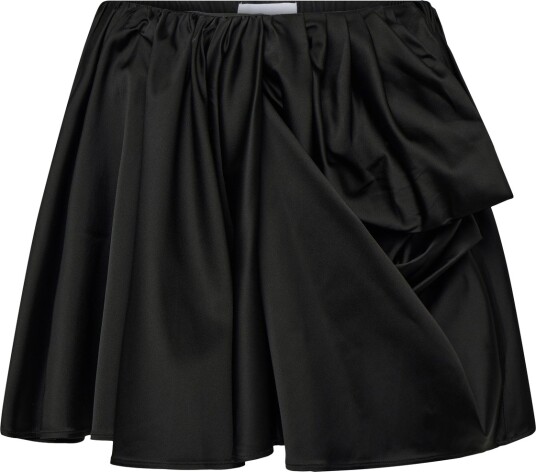 Ganni Technical Stretch Satin Draped Mini Skirt Black 32