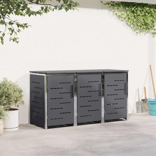 vidaXL Avfallsbeholderoppbevaring for 3 Bins 240L Rustfritt stål