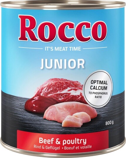 Rocco Våtfôr Junior Med Kalsium Okse 6 X 800 G