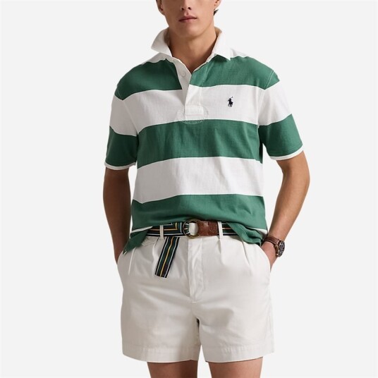 Classic Fit Short-Sleeve Rugby Shirt Antique Green/Oxford White