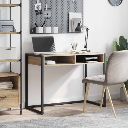 vidaXL Skrivebord med lagring Sonoma 100 x 50 x 75 cm Konstruert tre