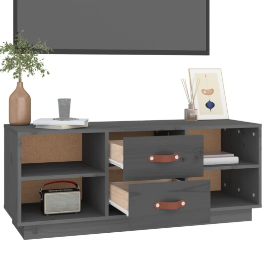 vidaXL TV-benk grå 100x34x40 cm heltre furu