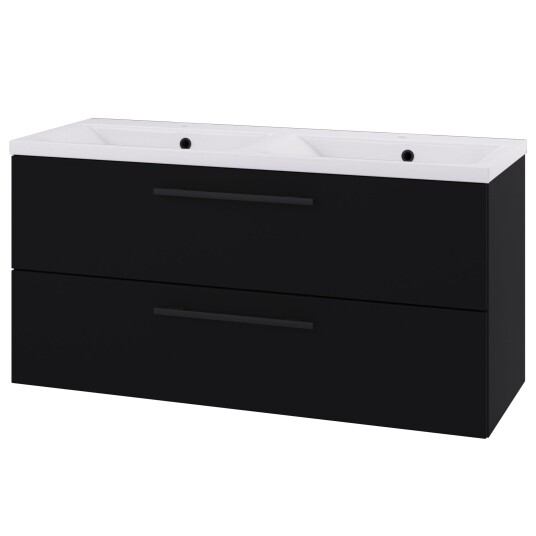Linn Bad Ingrid D45cm Servantskap Svart Matt / 120cm Dobbel 2 Skuffer