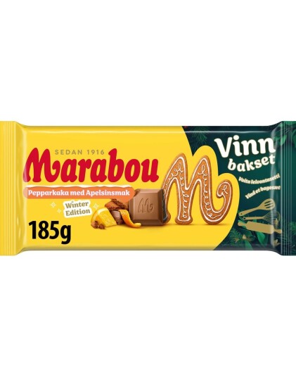 Marabou Melkesjokoladeplate med Appelsin og Pepperkakesmak 185 gram