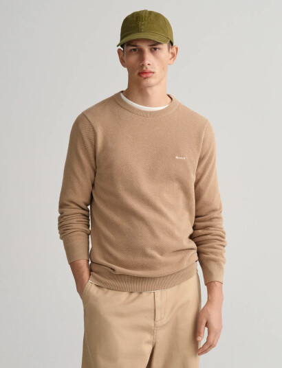 GANT Cotton Pique C-Neck - Beige - XXXXL