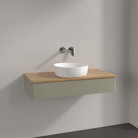 Villeroy & Boch Antao Servantskap med 1 skuff 100x50x19 cm m/lys Steingrå/Eik Villeroy & Boch Antao Servantskap med 1 skuff 100x50x19 cm m/lys Steingrå/Eik