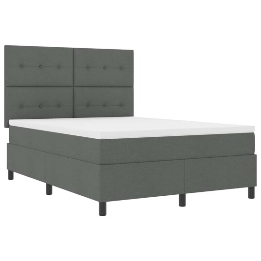 Box Spring Seng med Madrass Mørk Grå 140x190 cm Stoff 3339386