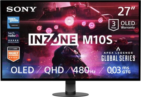 Sony Inzone M10S 27" QHD OLED Gamingskjerm 480Hz og 0,03 Ms Respons