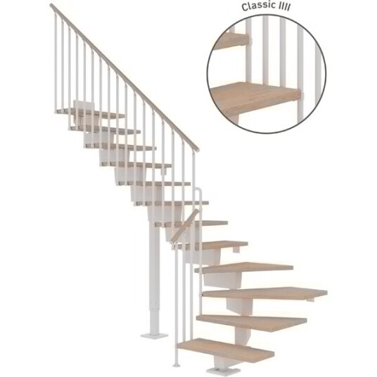 Dolle Dubai L trapp I Hvit classic Iiii hvitoljeret Eik 90 15   Loddret Høyde 272 336cm