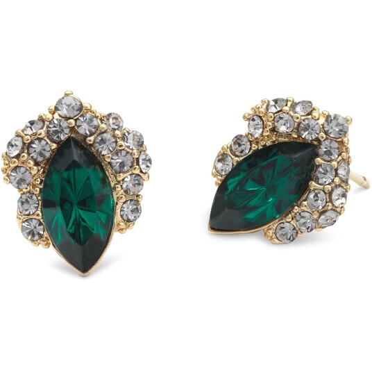 Lily and Rose Petite Camille stud earrings Emerald / Black diamond