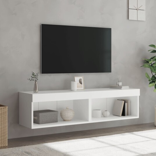 vidaXL TV-benk med med LED-lys 2 stk hvit 60x30x30 cm 8721012257122