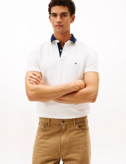 Tommy Hilfiger Pique Grafic Collar Reg Polo - White - M